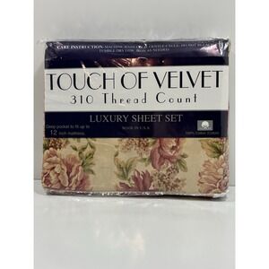 Vintage Touch Of Velvet Twin Sheet‎ Set Cotton Floral USA New 310 Thread Count